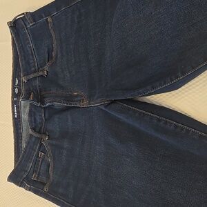 Old Navy Women's Dark Indigo Mid Rise Power Slim Straight Jeans Size 12 Long
